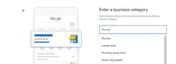 Enter a Business Category