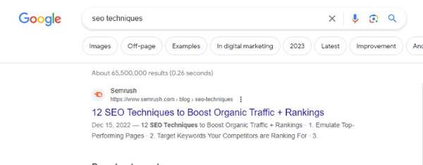 SEO techniques in Google Search 