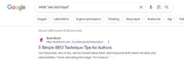 SEO techniques intitle Google search 