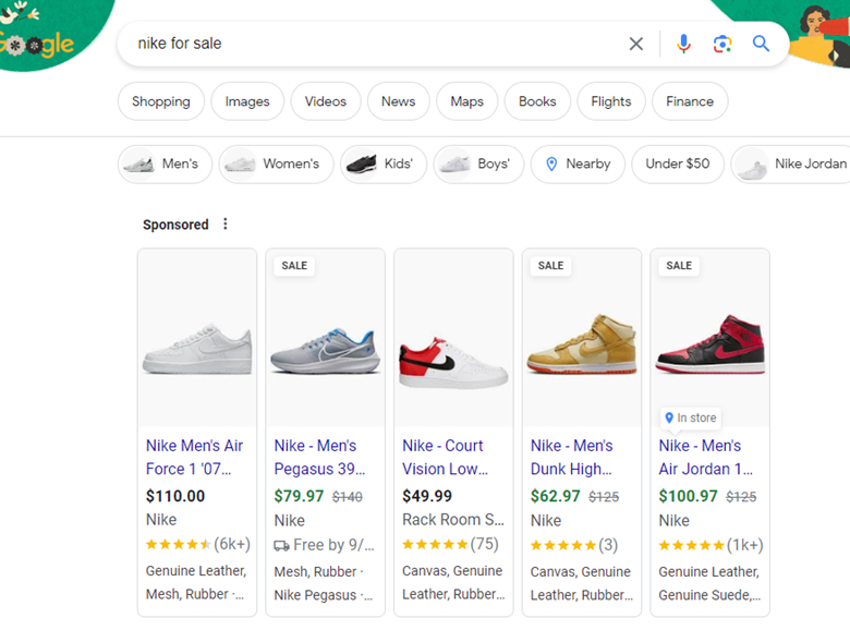 shopping campaigns for Nike shoes