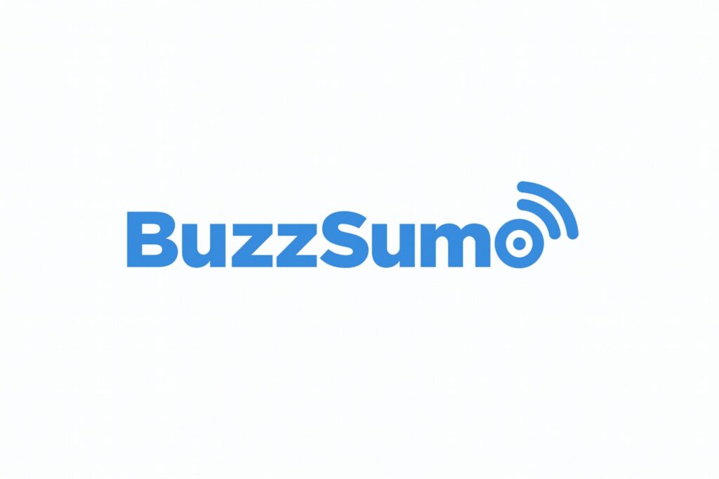 BuzzSumo logo with blue text and Wi-Fi signal icon on a white background.